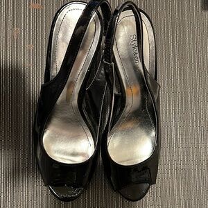 Style & Co. Black Peep-Toe Slingback Heels